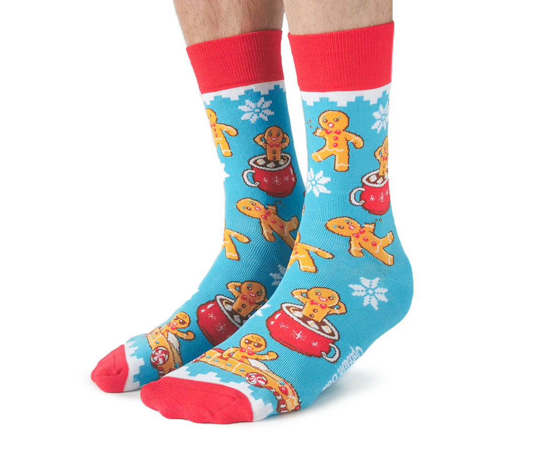 "Jolly Gingerbread" Cotton Crew Socks by Uptown Sox - Large - SALE