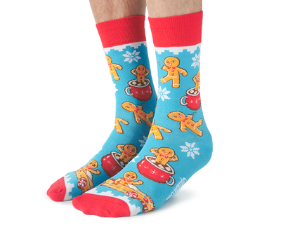 "Jolly Gingerbread" Cotton Crew Socks by Uptown Sox - Large