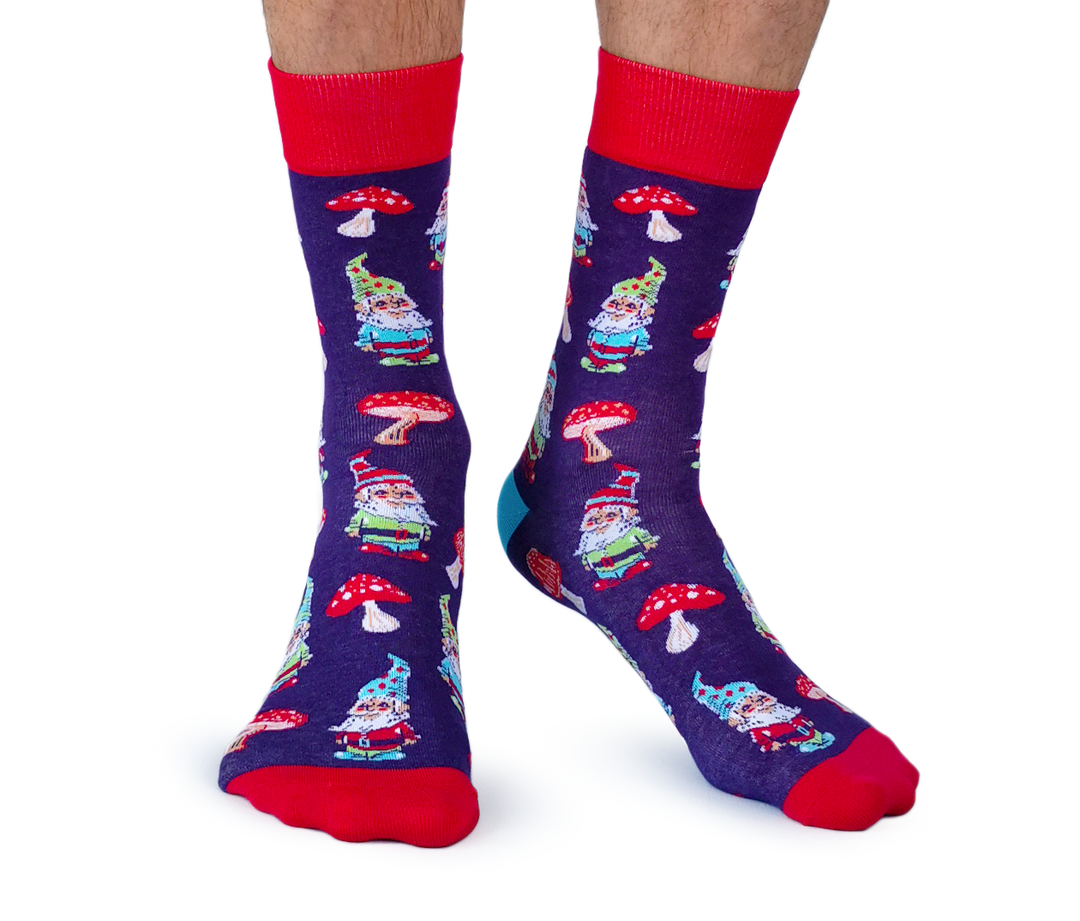 "Gnome" Cotton Crew Socks by Uptown Sox