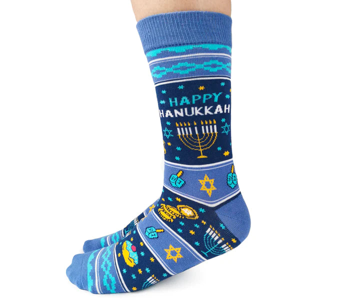"HANUKKAH" Cotton Crew Socks by Uptown Sox