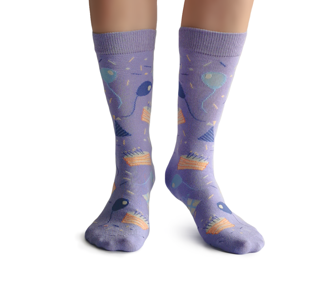 "Happy Birthday" Cotton Crew Socks by Uptown Sox