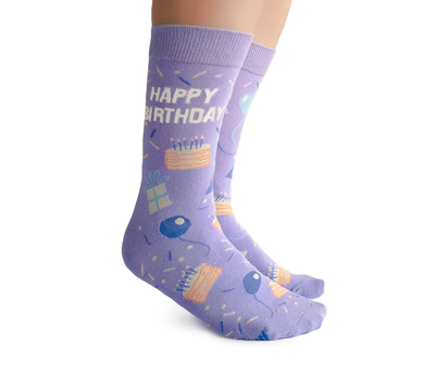 "Happy Birthday" Cotton Crew Socks by Uptown Sox