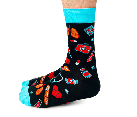 "Health Care" Cotton Crew Socks by Uptown Sox