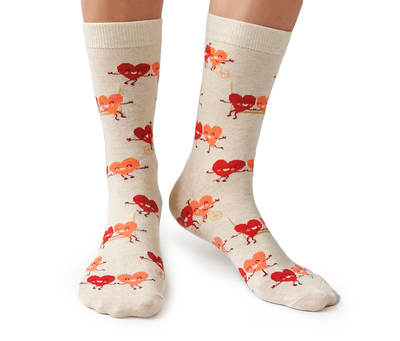 "Tandem Hearts" Cotton Socks by Uptown Sox