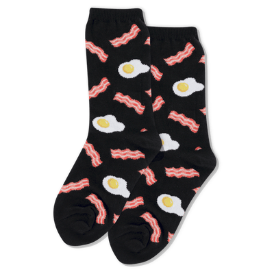 Kids "Eggs & Bacon" Crew Socks by Hot Sox