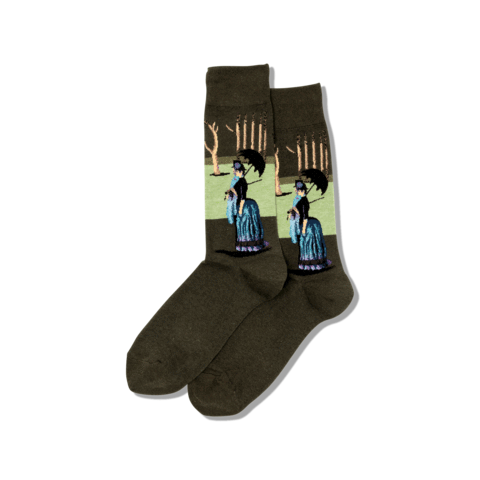 "Sunday Afternoon" Cotton Dress Crew Socks by Hot Sox