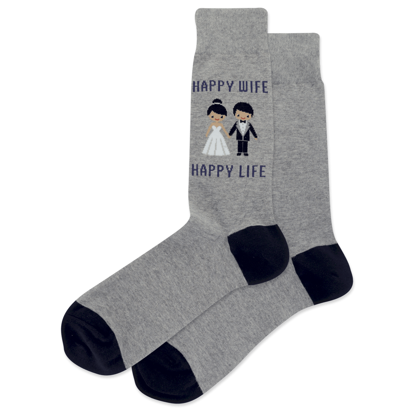 "Happy Wife Happy Life" Cotton Crew Socks by Hot Sox - Large