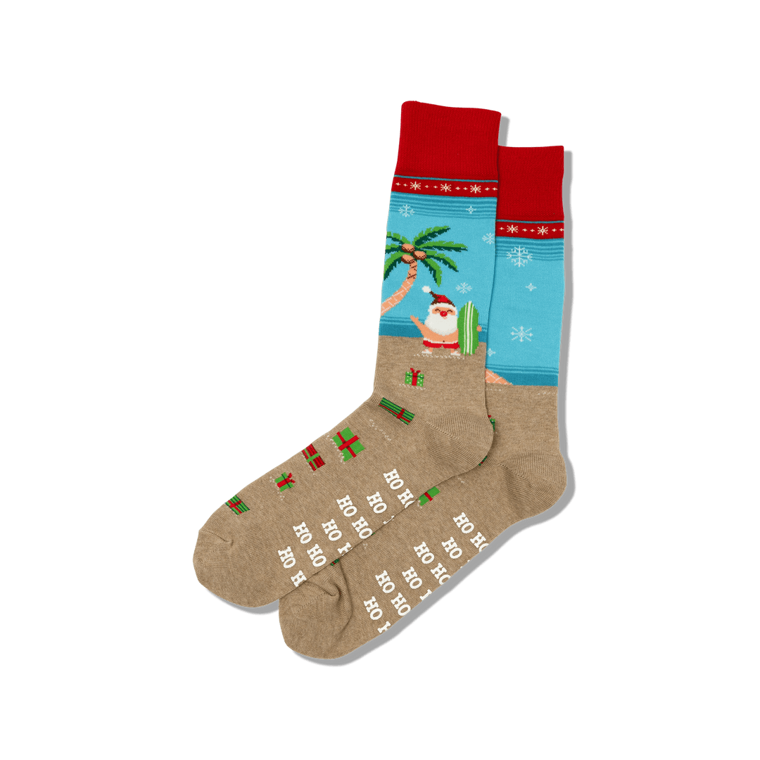 "Surfing Santa" Crew Socks by Hot Sox - Large - SALE
