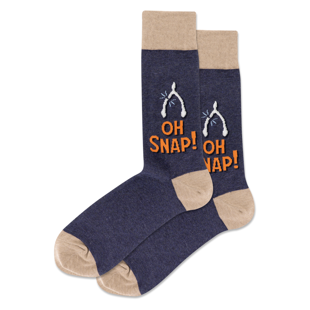 "Oh Snap" Cotton Crew Socks by Hot Sox - Large - SALE