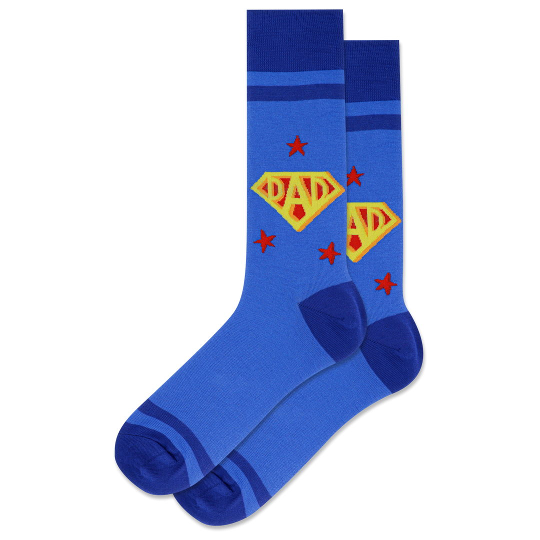 "Super Dad " Crew Socks by Hot Sox - Large