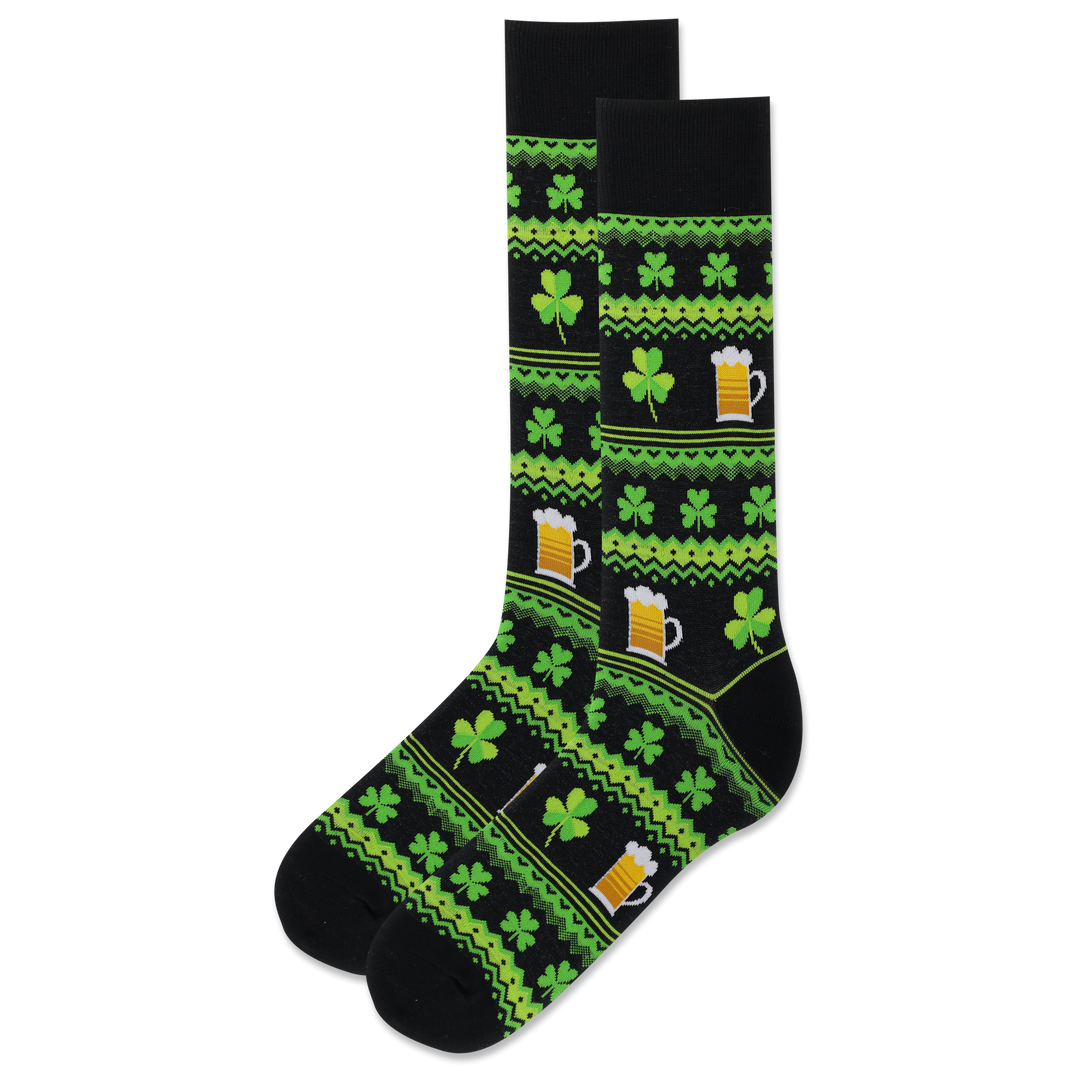 "St. Patrick's Day Fair Isle" Cotton Crew Socks by Hot Sox
