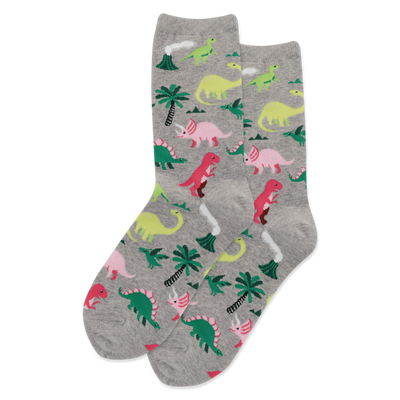 "Dinosaurs" Cotton Crew Socks by Hot Sox