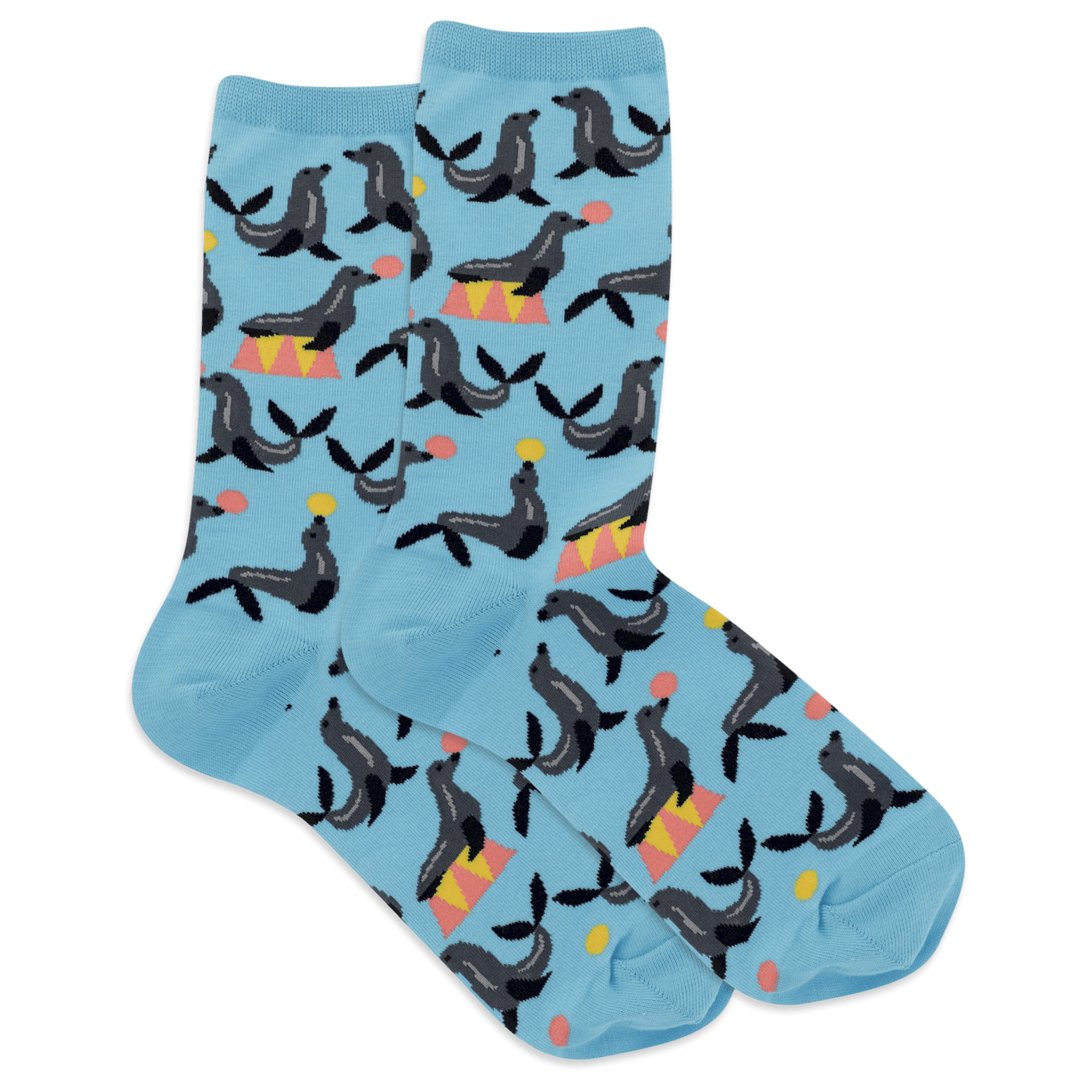 "Seals" Cotton Dress Crew Socks by Hot Sox