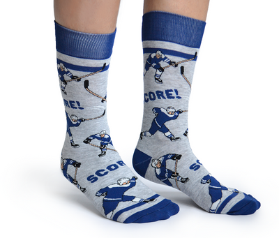 "Slap Shot" Cotton Crew Hockey Socks by Uptown Sox - Large