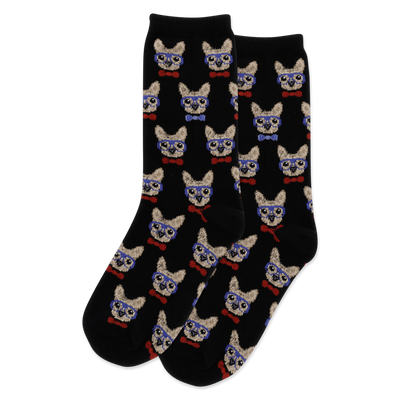 Kid's "Smart Frenchie" Crew Socks by Hot Sox