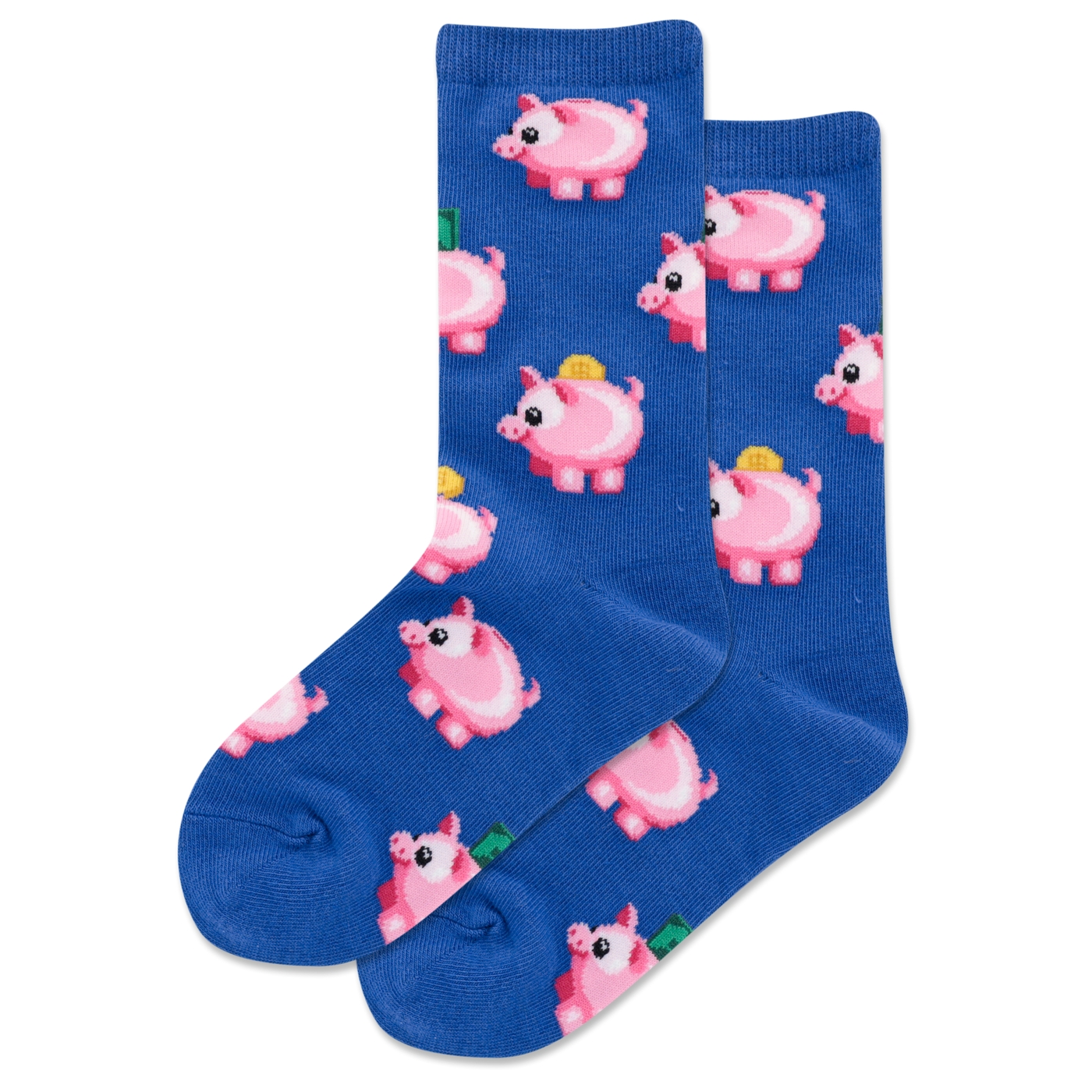 Kid's "Piggy Bank" Crew Socks by Hot Sox
