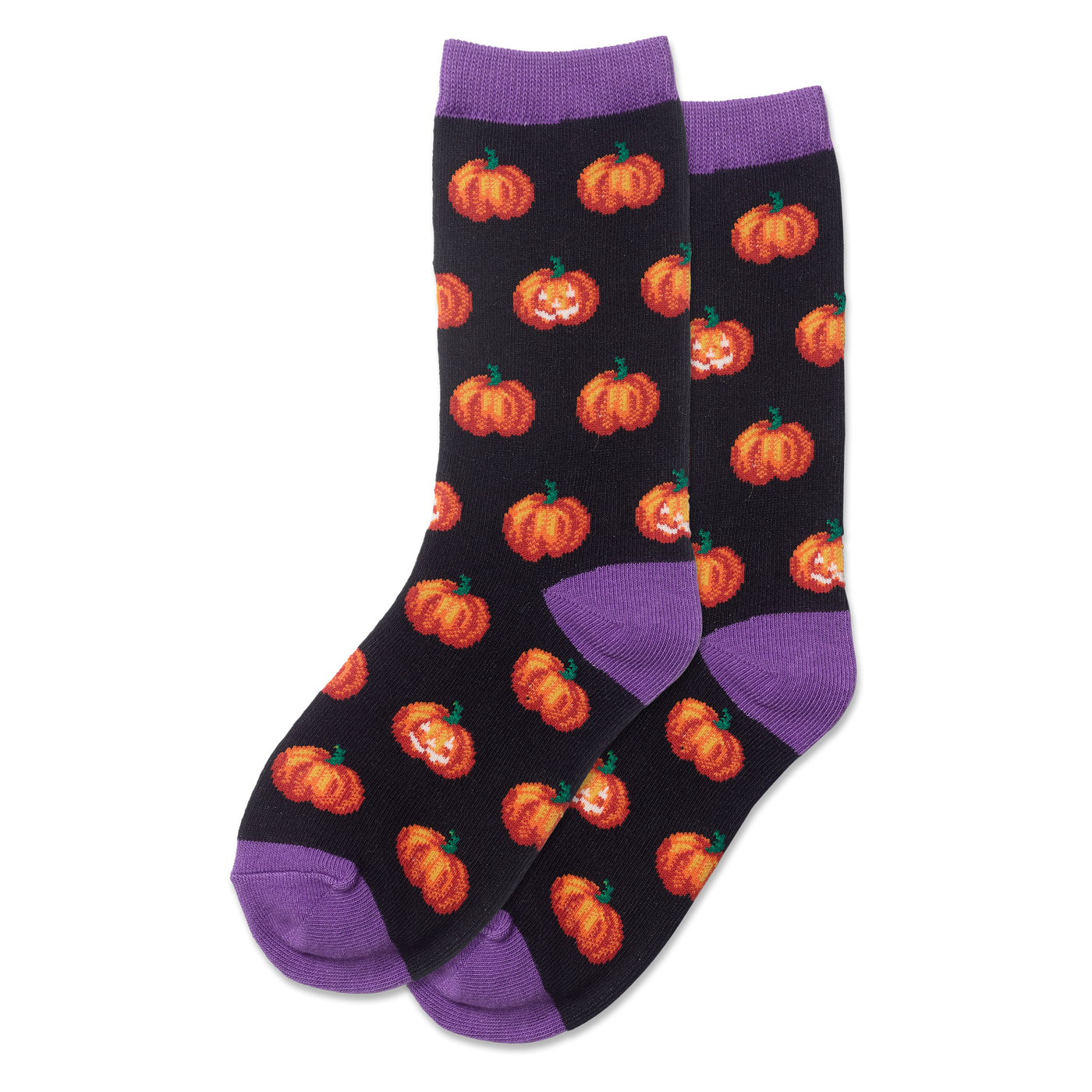 Kids "Glow In the Dark Pumpkins" Crew Socks by Hot Sox