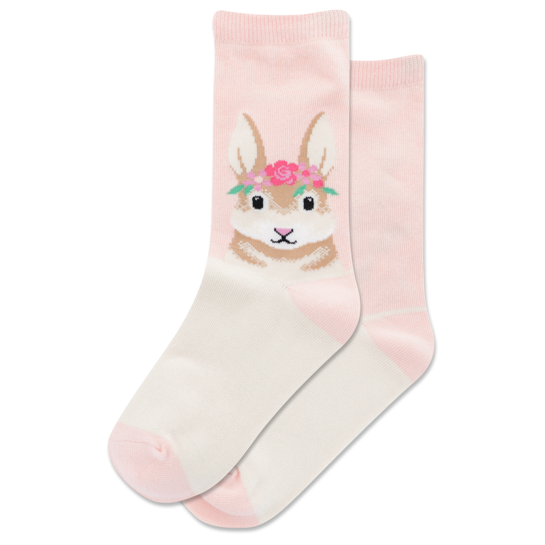 Kids "Flower Crown Bunny" Crew Socks by Hot Sox