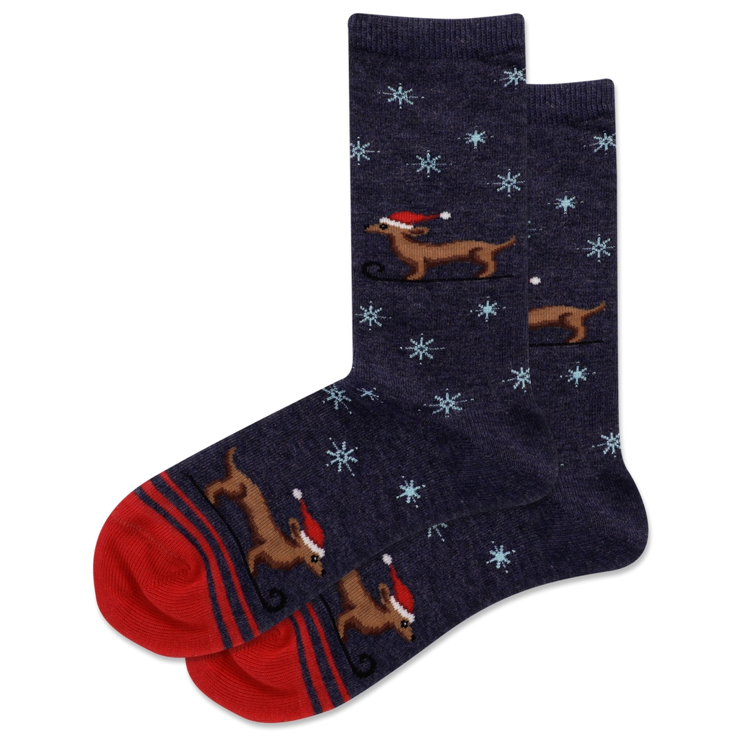 Kid's "Santa Hat Dog" Crew Socks by Hot Sox - SALE