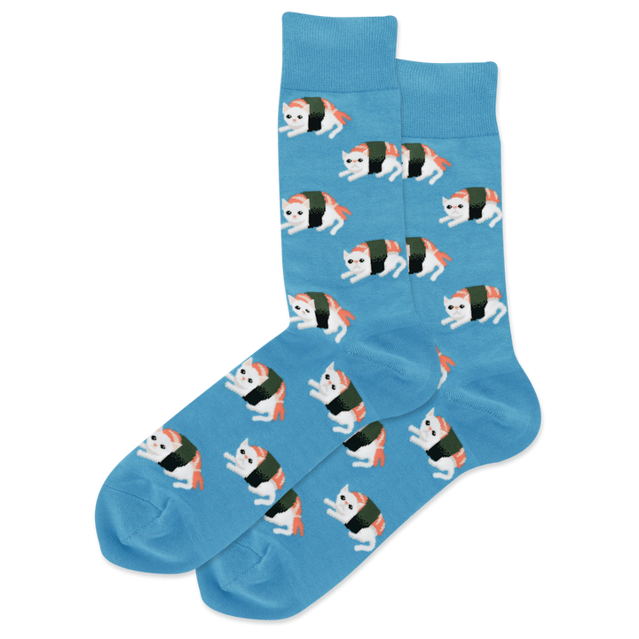 "Sushi Cat" Cotton Crew Socks by Hot Sox