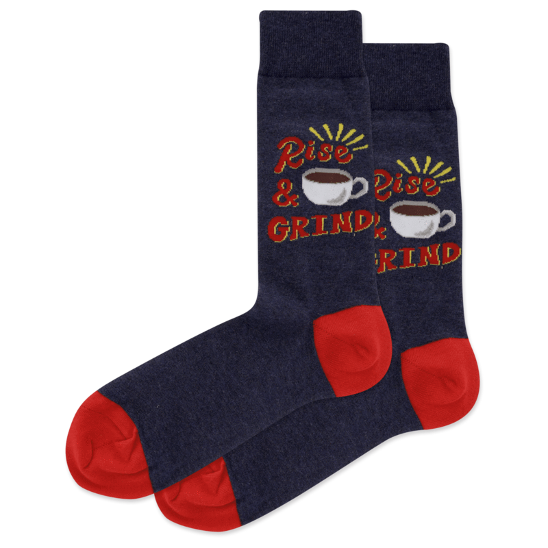 "Rise and Grind" Cotton Crew Socks by Hot Sox