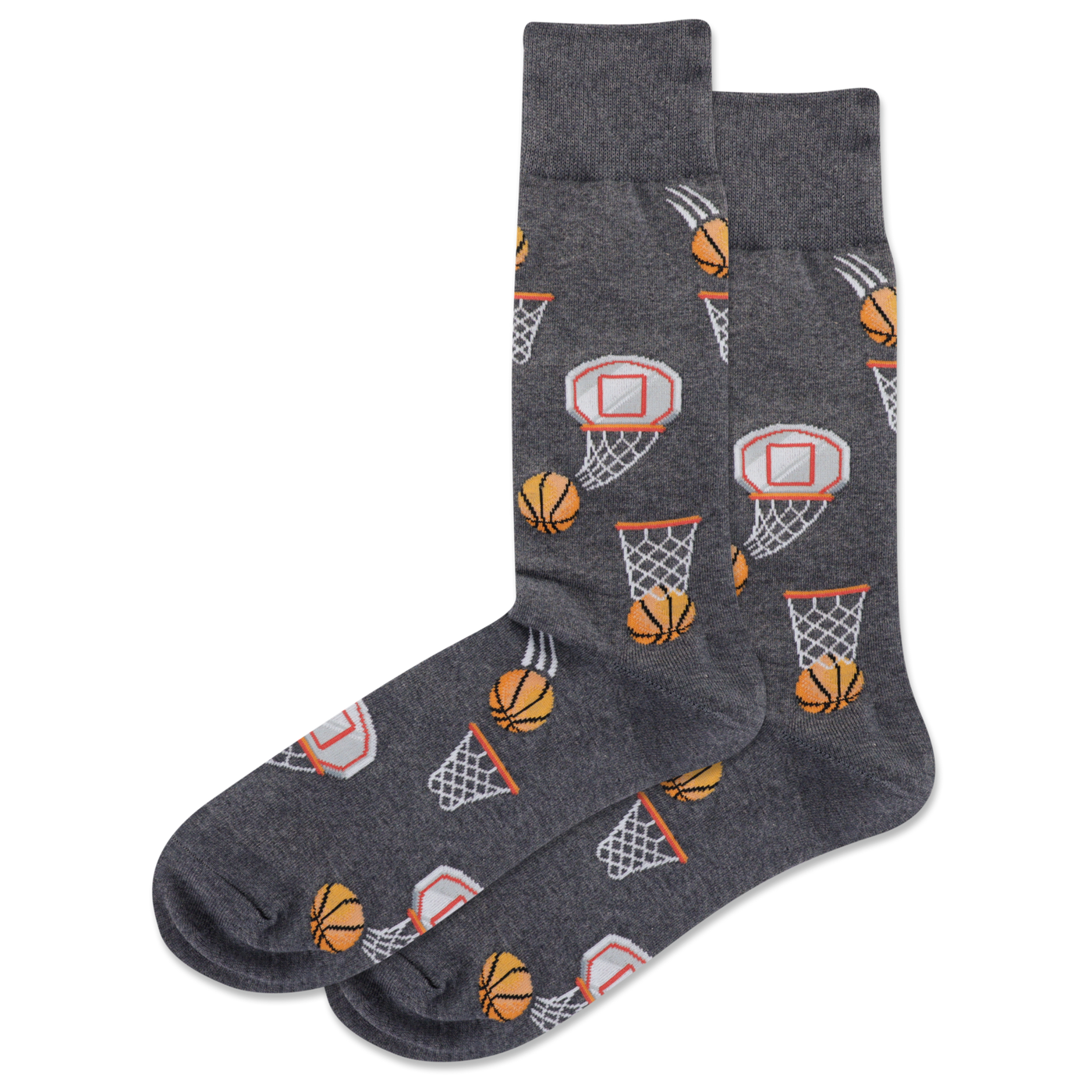 "Basketball" Cotton Crew Socks by Hot Sox - Large