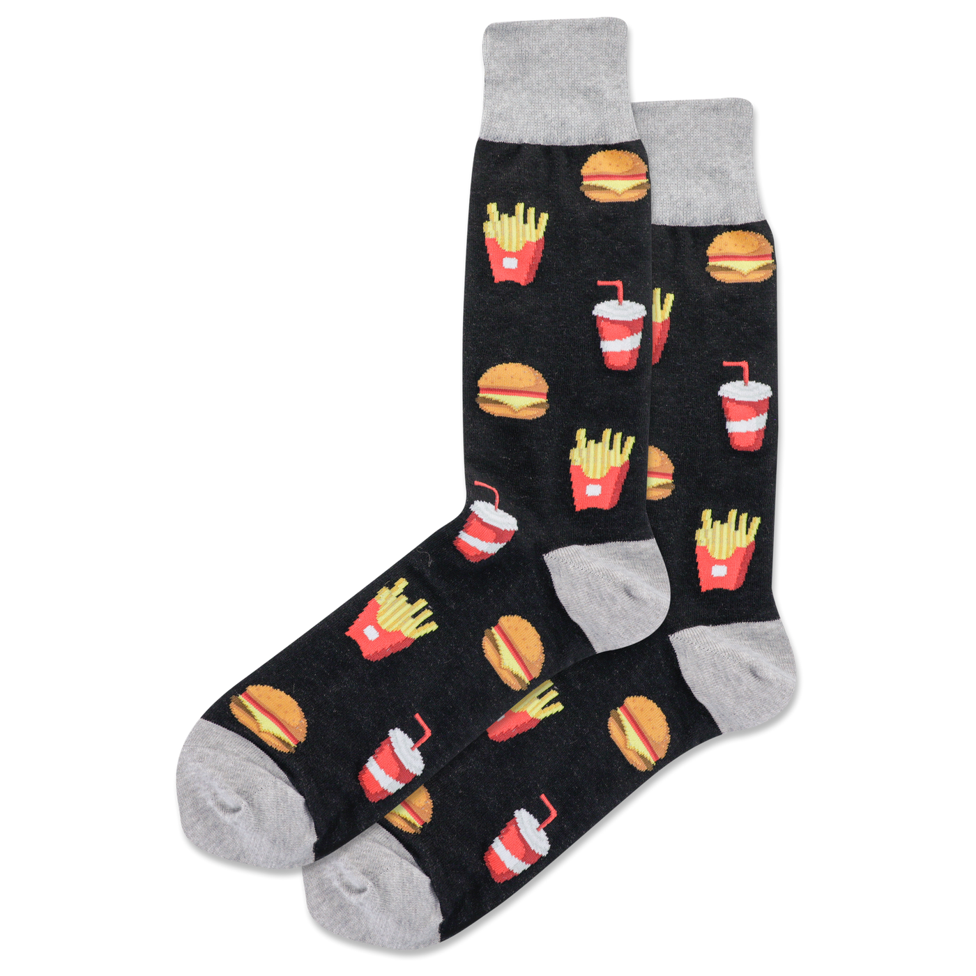 Hot Sox "Burger & Fries " Crew Socks  - Large
