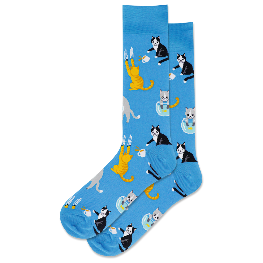 men animal dress socks with cats 