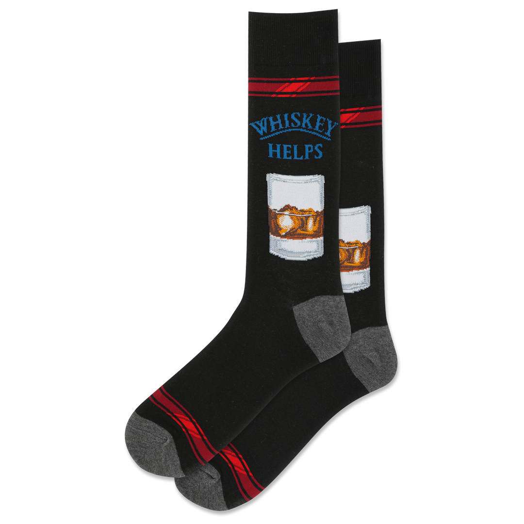 "Whiskey Helps " Crew Socks by Hot Sox - Large