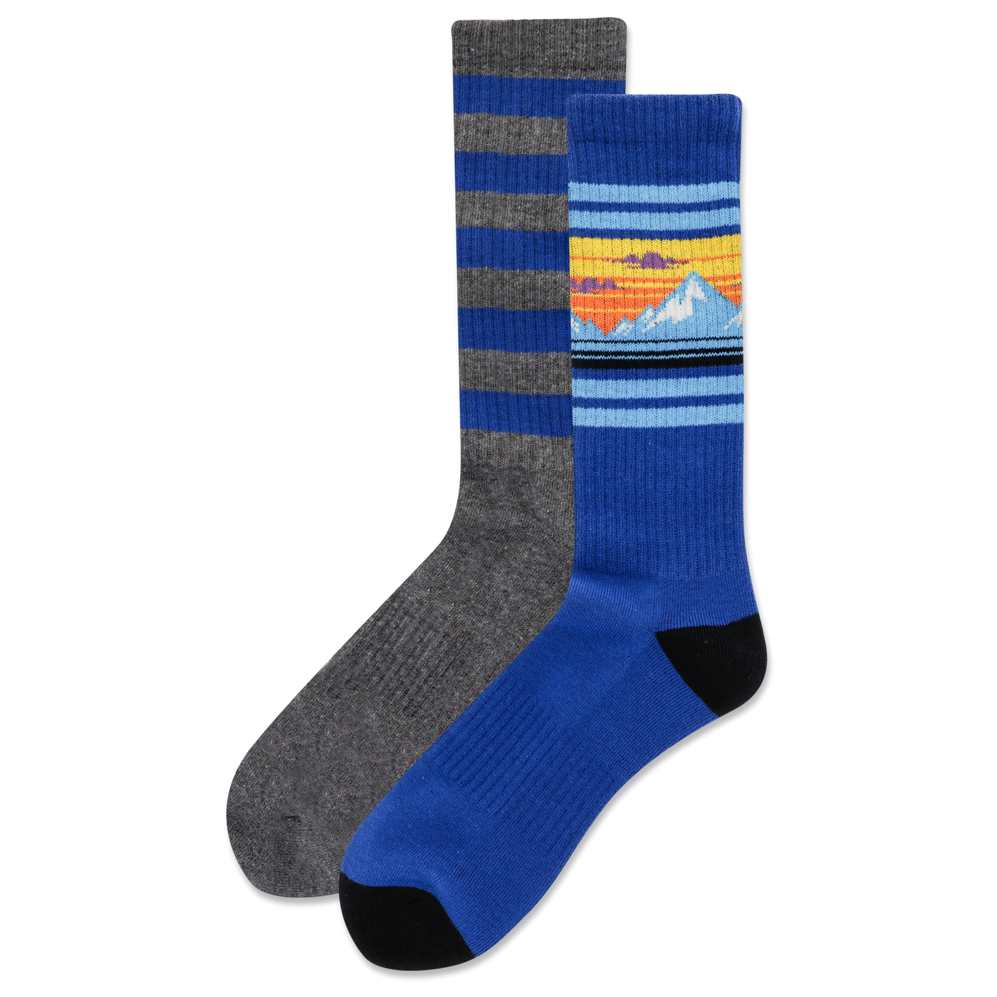"Mountain Stripe" Polyester Crew Socks by Hot Sox (2 pack) - Large - SALE