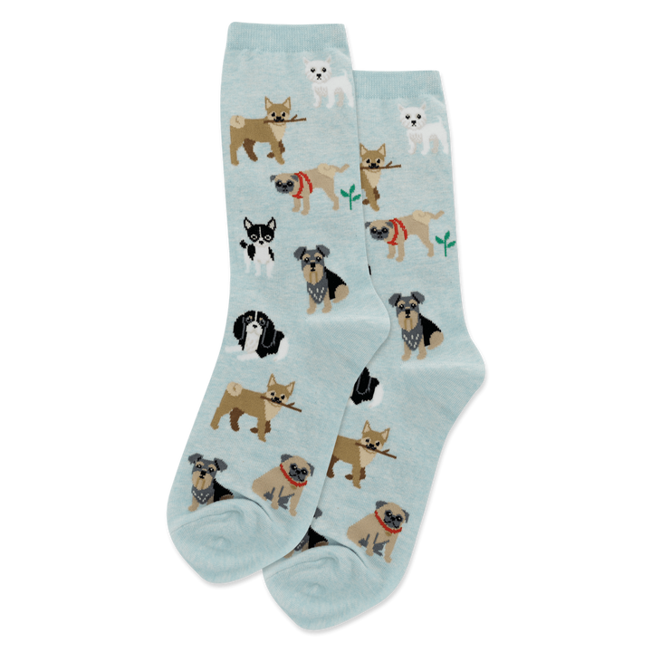 "Dogs of the World" Cotton Crew Socks by Hot Sox