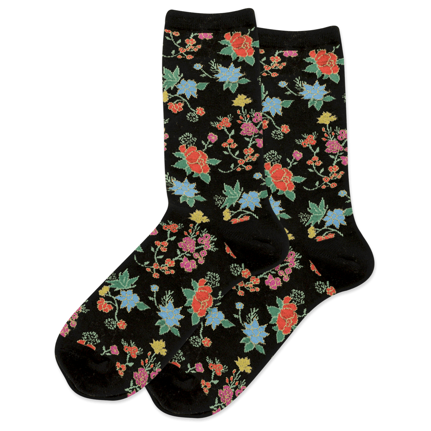 "Asian Floral" Cotton Crew Socks by Hot Sox - Medium