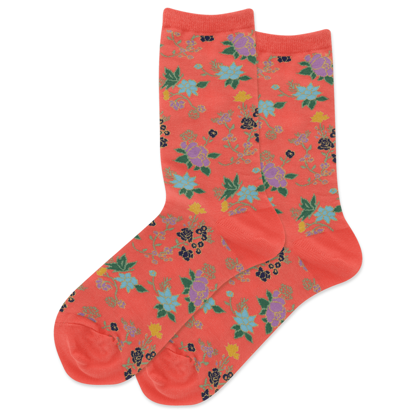 "Asian Floral" Cotton Crew Socks by Hot Sox - Medium