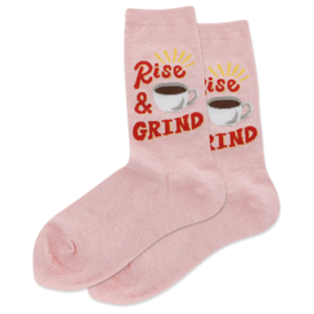 "Rise and Grind" Cotton Crew Socks by Hot Sox