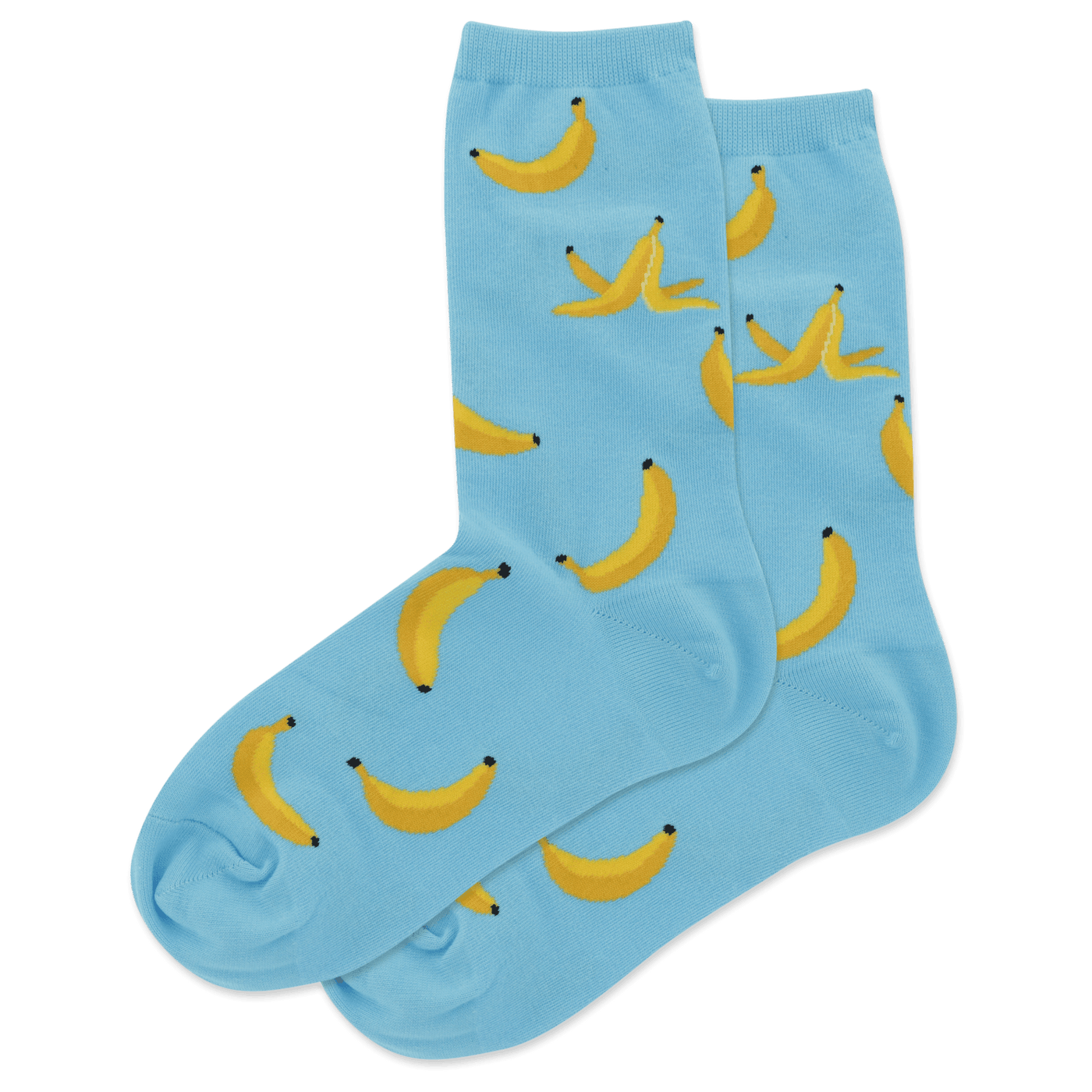 "Banana Peels" Cotton Crew Socks by Hot Sox - Medium