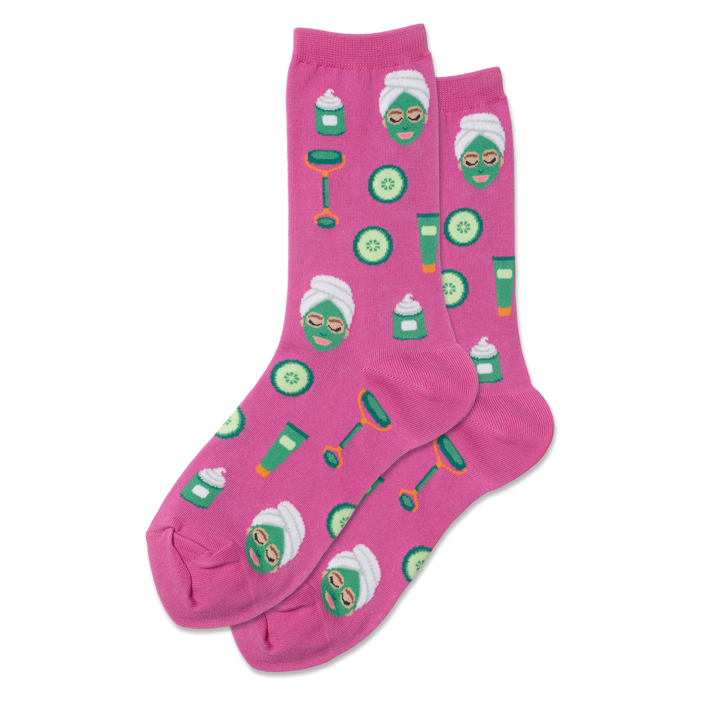 "Spa Facial" Cotton Crew Socks by Hot Sox - Medium