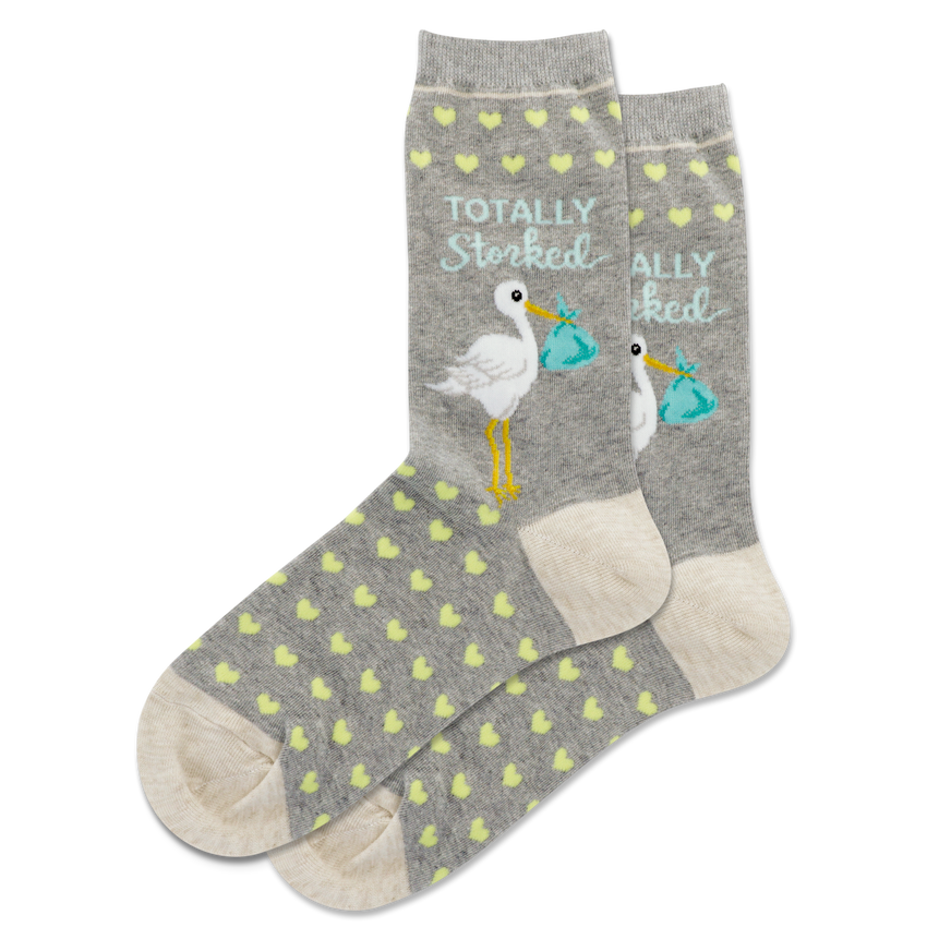 "Totally Storked" Cotton Crew Socks by Hot Sox - Medium