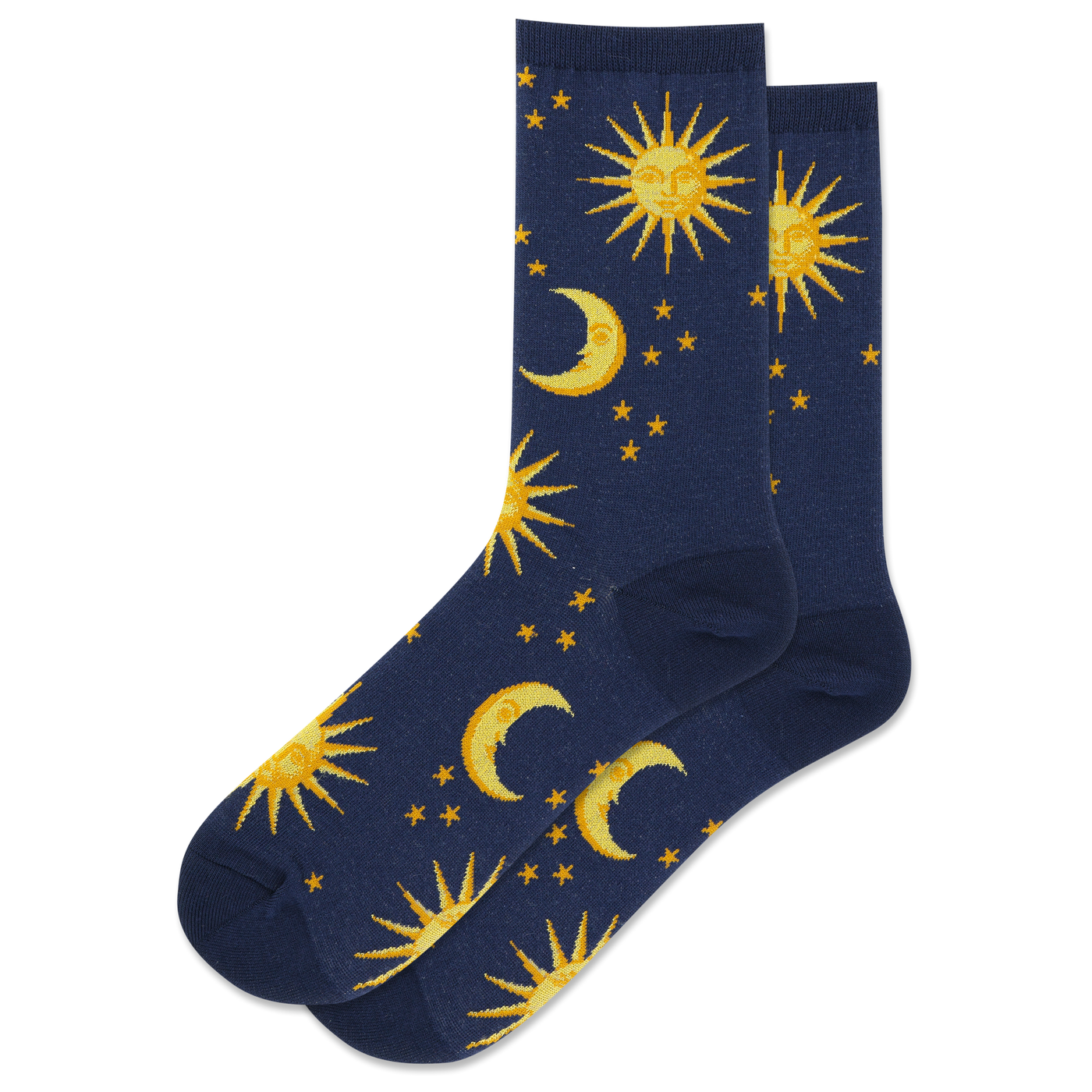 "SHINY SUN AND MOON" Crew Socks by Hot Sox - Medium