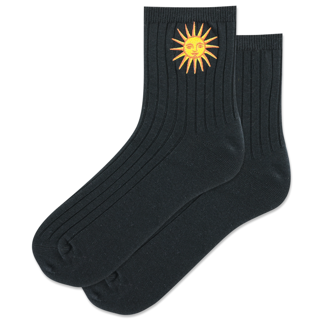 black embroidered ankle socks