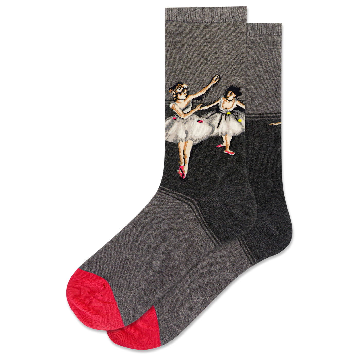 "Two Dancers On Stage" Cotton Crew Socks by Hot Sox - Medium