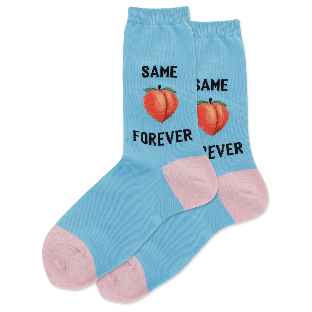 "Same Peach Forever" Cotton Crew Socks by Hot Sox