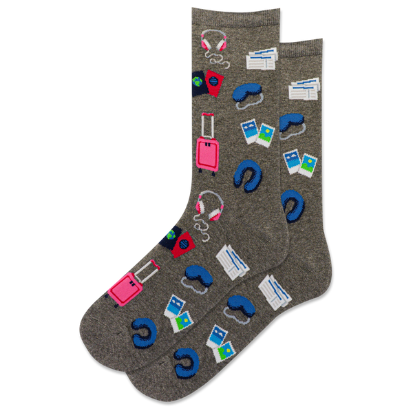 "Travel Musts" Cotton Crew Socks by Hot Sox