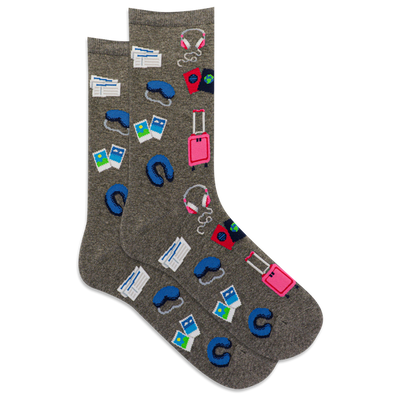 "Travel Musts" Cotton Crew Socks by Hot Sox
