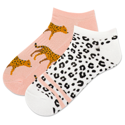 2pk animal socks with cheetahs