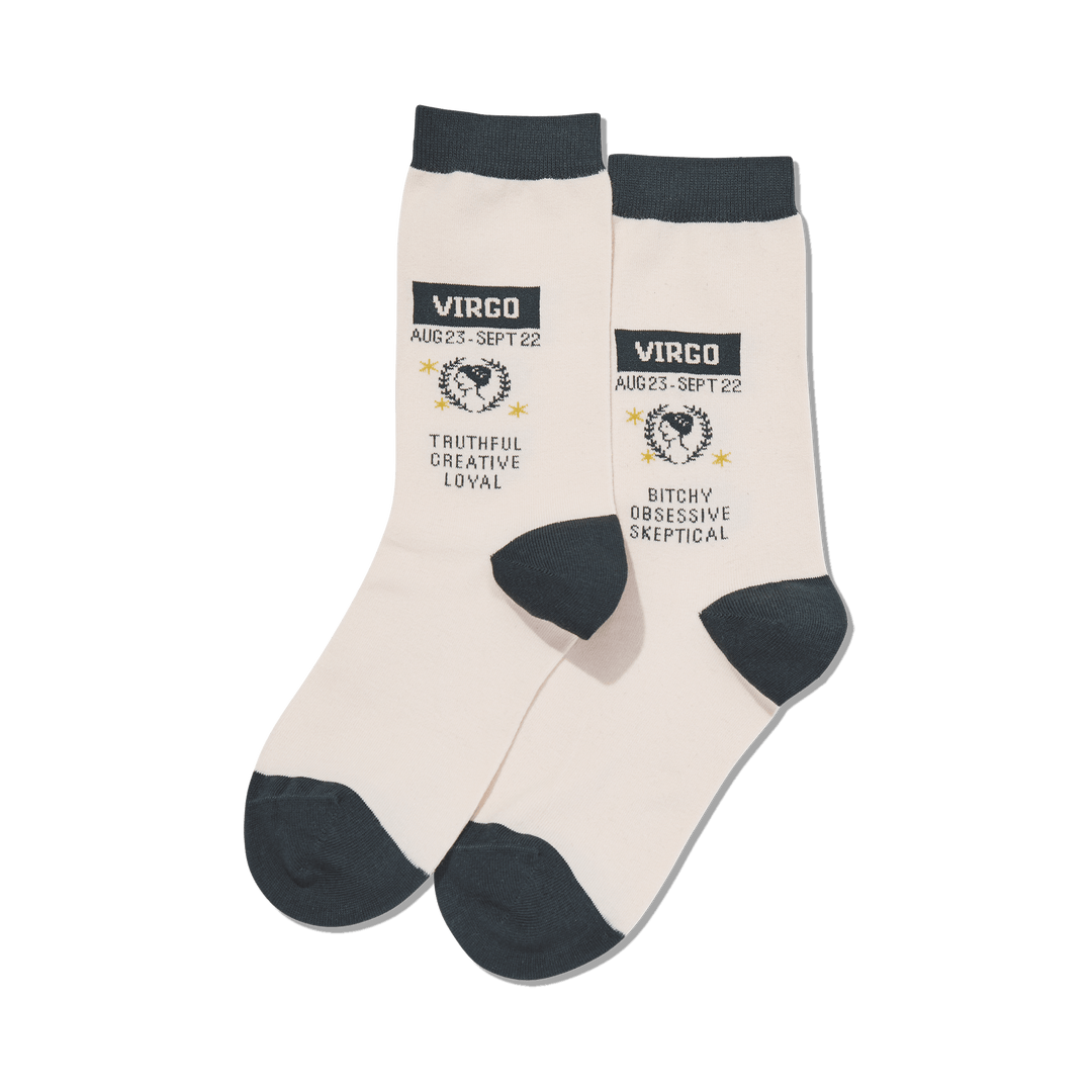 "Virgo Zodiac" Cotton Crew Socks by Hot Sox - Medium