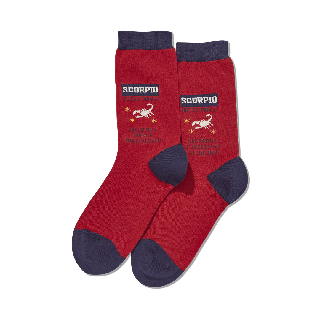 "Scorpio Zodiac" Cotton Crew Socks by Hot Sox - Medium