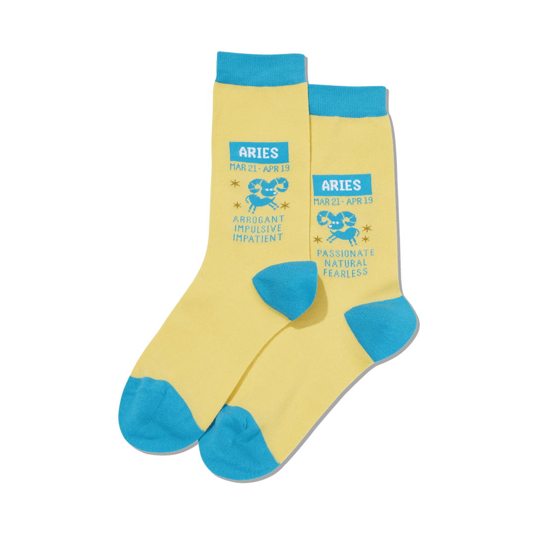 Hot Sox "Aries Zodiac" Cotton Crew Socks  - Medium