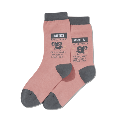 "Aries Zodiac" Cotton Crew Socks by Hot Sox - Medium