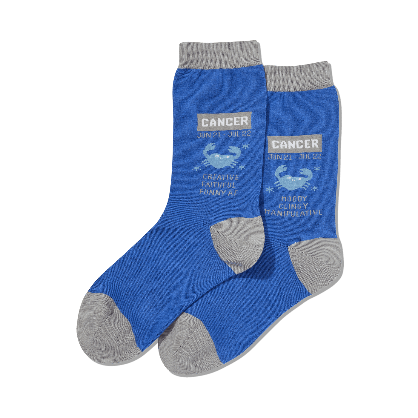 "Cancer Zodiac" Cotton Crew Socks by Hot Sox - Medium