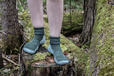 green hiking ankle socks